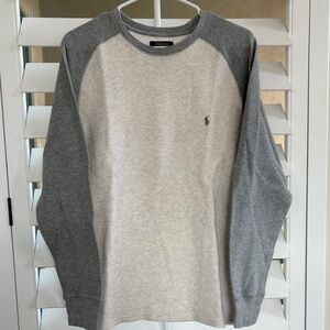 Polo by Ralph Lauren White Thermal Crew with Gray Trim